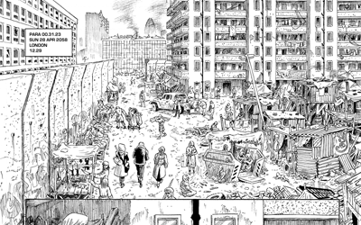 Inked version of page 155 of the Legend of Luther Arkwright page 155