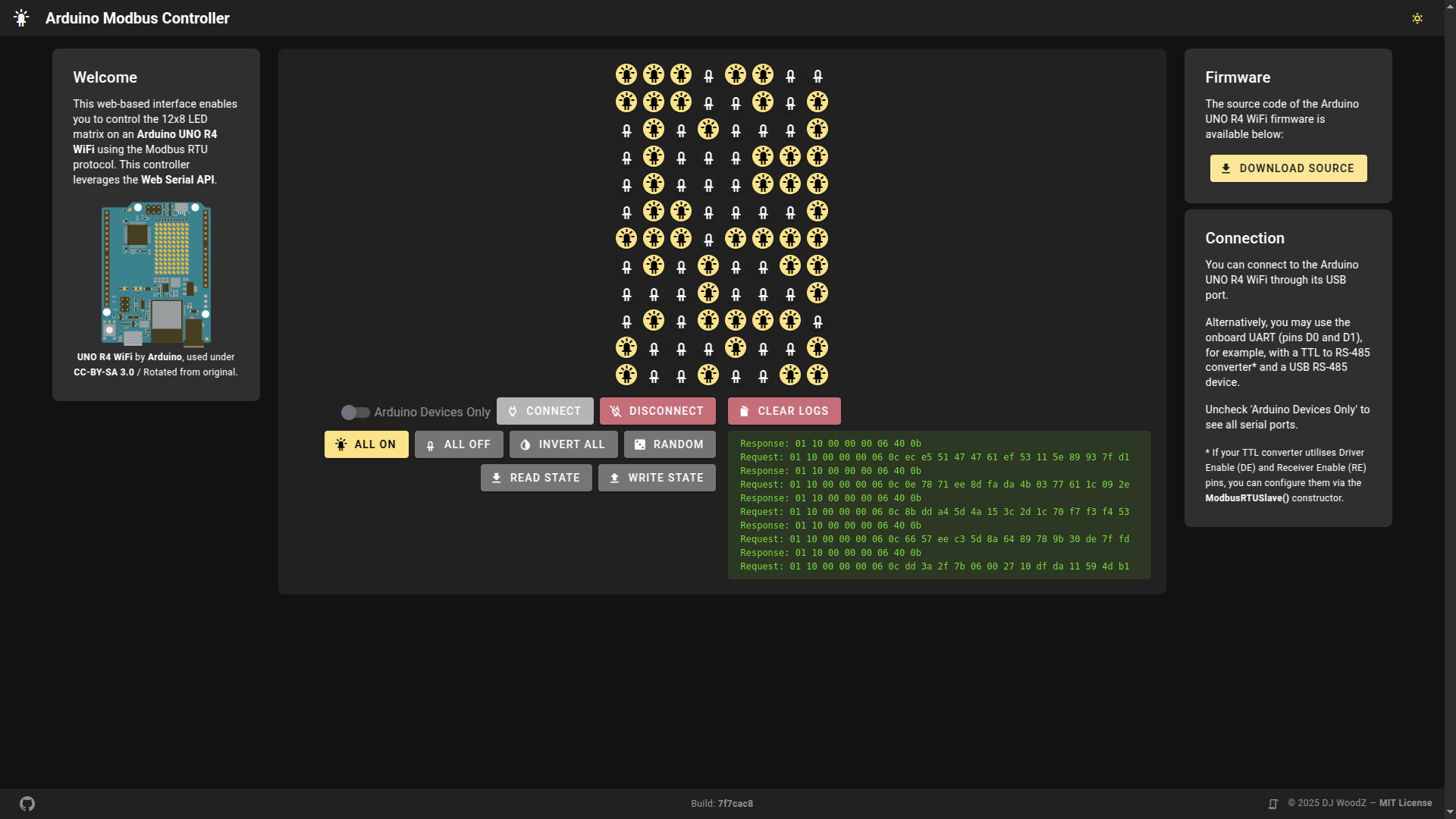 Arduino Modbus Controller - Dark Theme