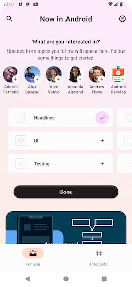 Screenshot showing For You screen Screenshot showing For You screen