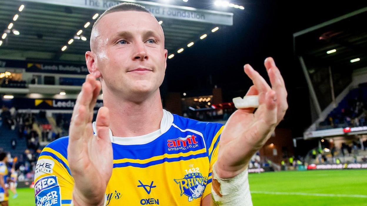Harry Newman applauds the Leeds Rhinos fans