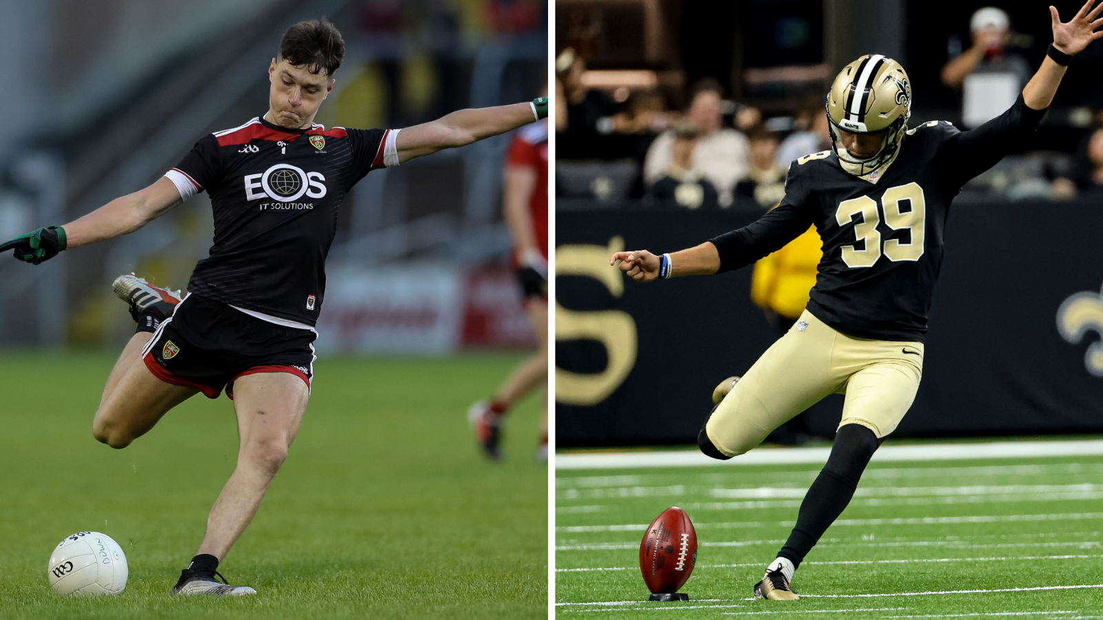 A comparison of Charlie Smyth's kicking the ball in gaelic football and in the NFL