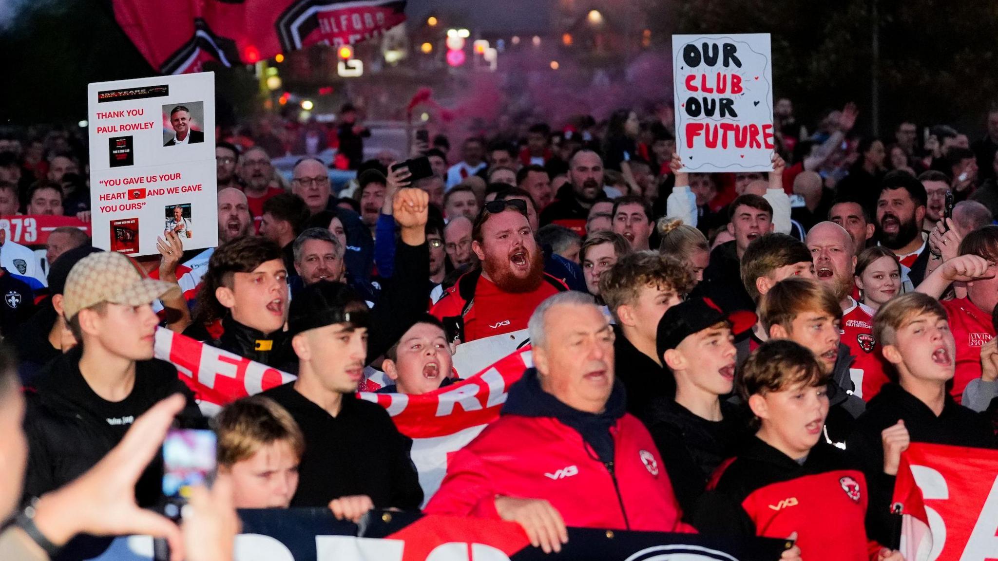 Salford Red Devils protest before the final game of the 2025 Super League season