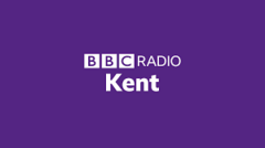 BBC Radio Kent logo in white font with a purpl background