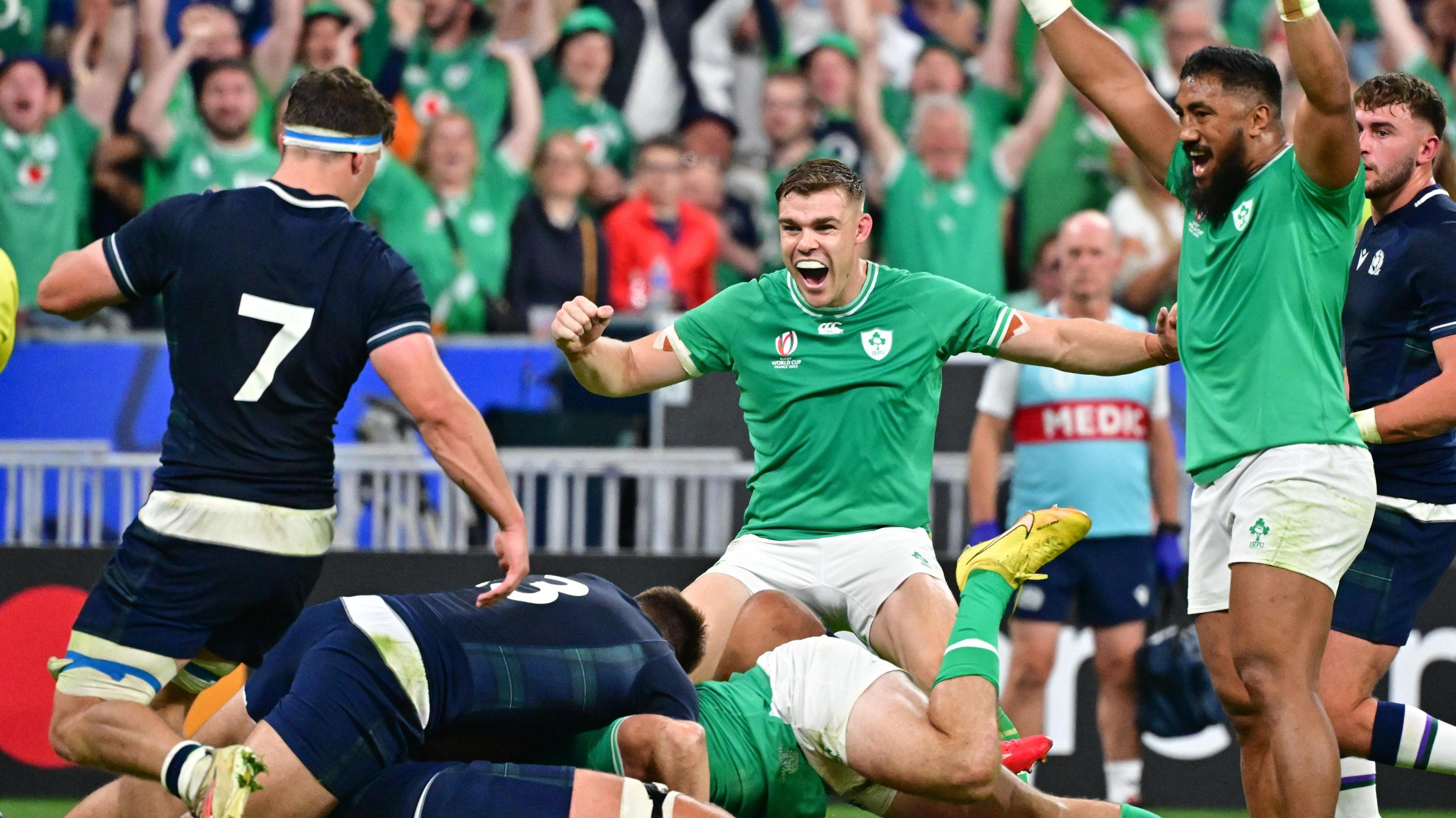 Ireland celebrate beating Scotland in 2023