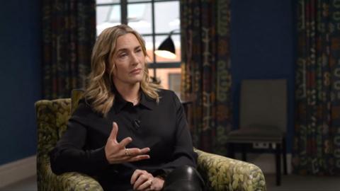 Kate Winslet during sit-down interview with the BBC