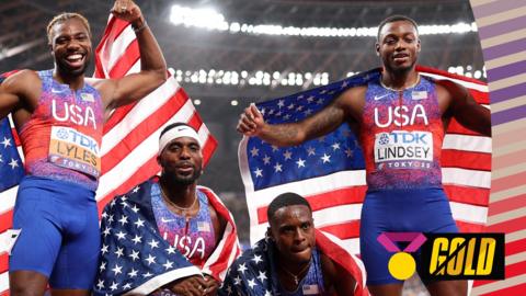 Christian Coleman, Kenneth Bednarek, Courtney Lindsey, Noah Lyles