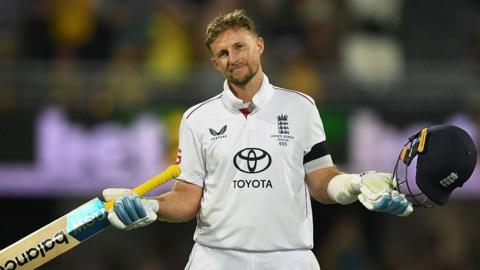 Joe Root celebrates scoring a century in the second Test