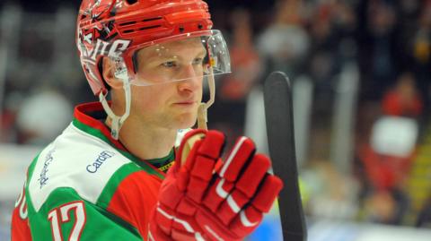 Mark Richardson at the end of a Cardiff Devils game
