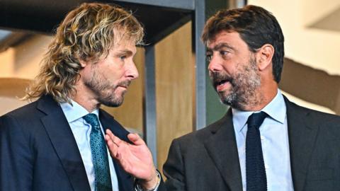 Pavel Nedved and Andrea Agnelli in conversation