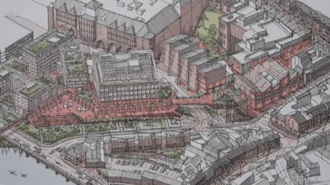 Artist's impression of Shrewsbury Town Centre development