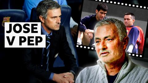 Rival managers Jose Mourinho and Pep Guardiola
