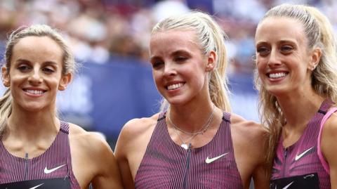 British 800m runners Georgia Hunter Bell, Keely Hodgkinson and Jemma Reekie