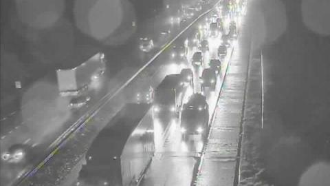 Black and white overhead image of the M40 motorway