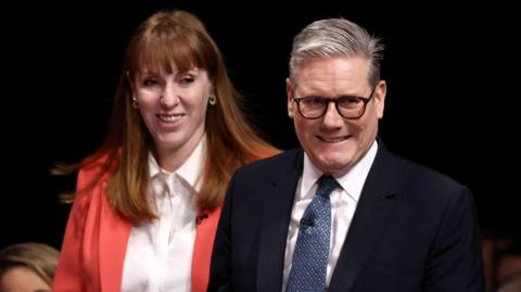 Angela Rayner and Britain's Prime Minister Keir Starmer pictured together at an event in Buckinghamshire