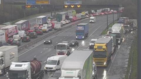 Gridlocked M4 near Prince of Wales Bridge