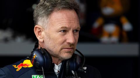 Christian Horner in the Red Bull garage