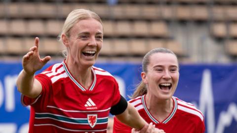 Sophie Ingle celebrates opening Wales goal