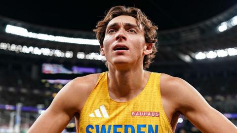 Armand Duplantis competes at the World Athletics Championships in Tokyo