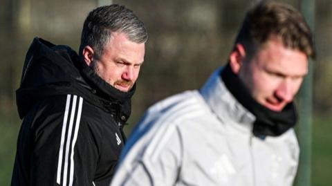 Aberdeen manager Jimmy Thelin during training