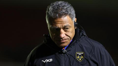 Dragons head coach Filo Tiatia before the game against Leinster