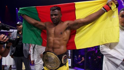 Francis Ngannou after beating Renan Ferreira in 2024