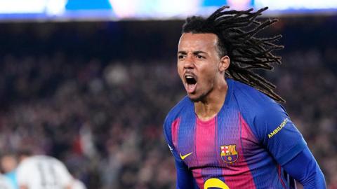 Jules Kounde celebrates a goal