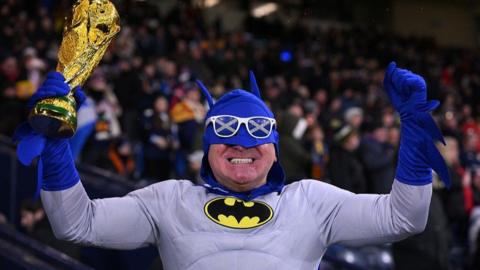 Scotland fan dressed as batman