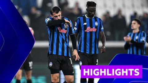 Atalanta players disappointed after 0-0 draw at home to Slavia Prague.