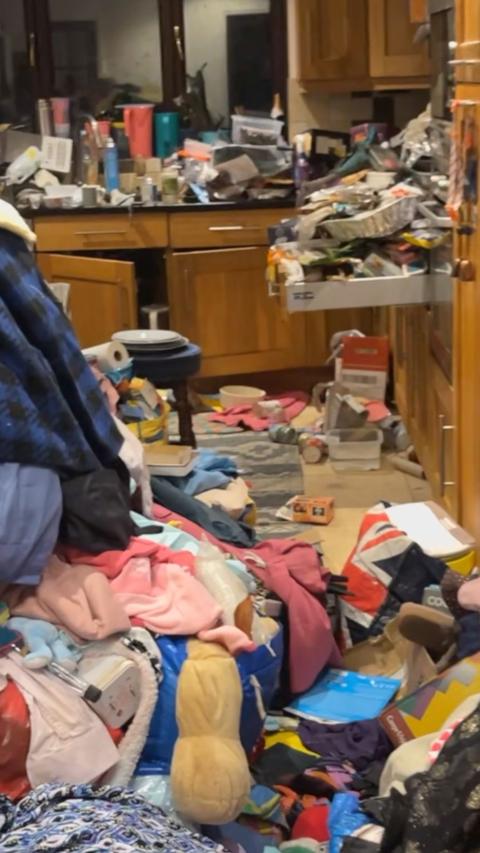 Rubbish left all over a house.