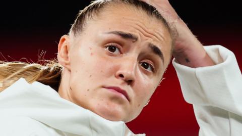 England and Bayern Munich footballer looking at a camera