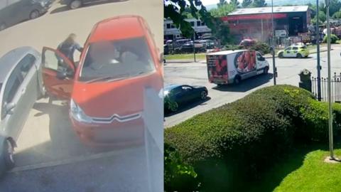 moment man hijacks car