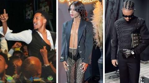 Adonay Berhane, Wongelawit Gebre Endrias and Yohannes Mekonnen in the outfits they wore to the awards