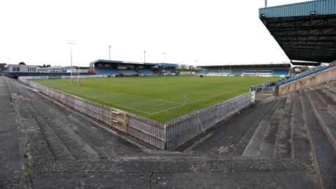 Featherstone Rovers' Millennium Stadium ground, pictured from a corner of the ground where the terraces are.