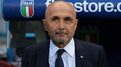 Luciano Spalletti looks on from the dugout during his spell as Italy manager
