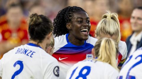 Michelle Agyemang celebrates winning the UEFA Women's Euro 2025 final
