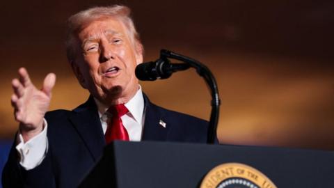 President Donald Trump at the Mount Airy Casino Resort in Mount Pocono, Pennsylvania, on 9 December 2025
