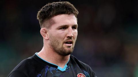 England flanker Tom Curry looks on during the autumn international win over Argentina