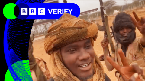 A screengrab from a video showing Sudan RSF fighters at an oil facility near the border with South Sudan