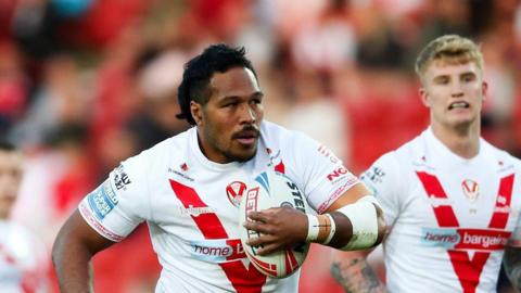 Agnatius Paasi in action for St Helens during the 2025 Super League season