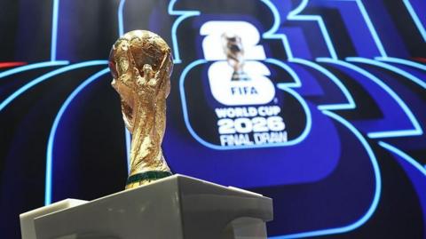 The Fifa World Cup trophy at the draw in US