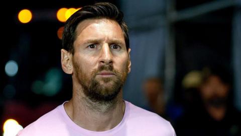 Inter Miami forward Lionel Messi arrives for an MLS Cup play-off match