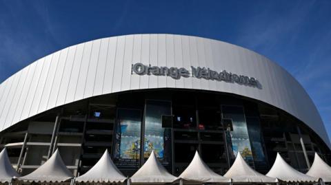 A view from the outside of Marseille's stadium Orange Velodrome