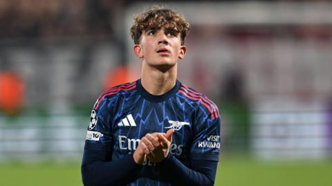 Arsenal forward Max Dowman applauds