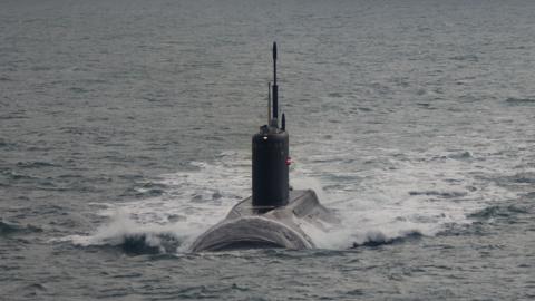 A Russian submarine on the surface