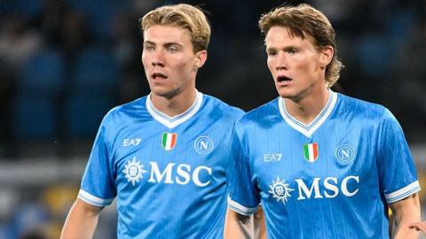Rasmus Hojlund and Scott McTominay in action for Napoli