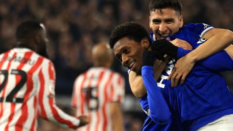 Ipswich celebrate Jaden Philogene's winning goal