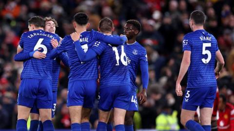 Everton players after a full-time whistle