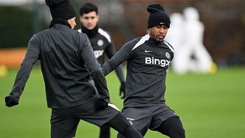 Chelsea's Andrey Santos during a training session at Chelsea Training Ground