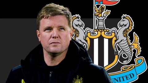 Eddie Howe and the Newcastle United club crest