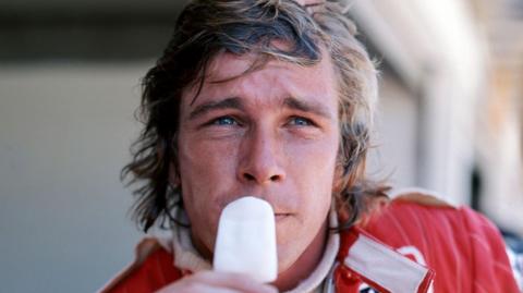 James Hunt eats an ice lolly before a race in the 1970s